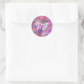 Mit Monogramm Rosa und Lila digitale Kunst Runder Aufkleber (Tasche)