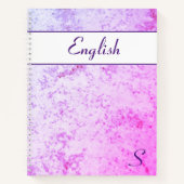 Mit Monogramm rosa und Lila marmoriert Notizblock (Vorderseite)