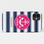 MIT MONOGRAMM ROSA-UND MARINE-ANKER Case-Mate iPhone HÜLLE (Rückseite (Horizontal))