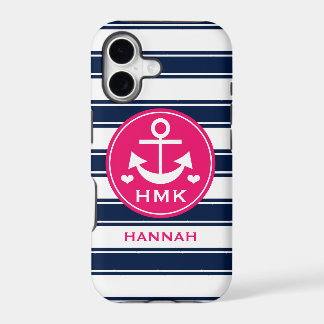 MIT MONOGRAMM ROSA UND MARINEANKER