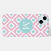 Mit Monogramm Rosa- und Mini-Diamanten-Ikat-Muster Case-Mate iPhone Hülle (Rückseite (Horizontal))