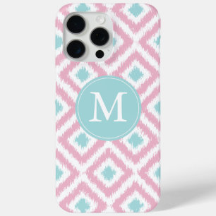 Mit Monogramm Rosa- und Mini-Diamanten-Ikat-Muster Case-Mate iPhone Hülle