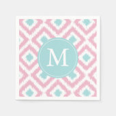 Mit Monogramm Rosa- und Mini-Ikat-Diamantenmuster Serviette (Vorderseite)