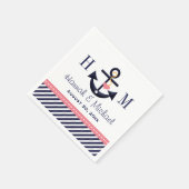 Mit Monogramm Rosa- und Navy-Anchor-Hochzeit Serviette (Ecke)