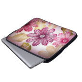 Mit Monogramm rosa und rote Blume Laptopschutzhülle (Vorne Knopf)