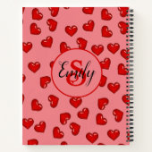 mit Monogramm rosa und rotes Herzmuster Notizblock (Rückseite)