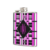 Mit Monogramm Rosa und Schwarz Kariert Flachmann (Links)