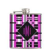 Mit Monogramm Rosa und Schwarz Kariert Flachmann (Vorderseite)