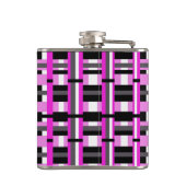 Mit Monogramm Rosa und Schwarz Kariert Flachmann (Rückseite)