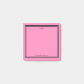 Mit Monogramm Rosa und Schwarz Post-it Klebezettel (Vorderseite)