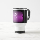 Mit Monogramm Rosa und Schwarz Reisebecher (VorderseiteRechts)