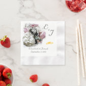 Mit Monogramm Rosa- und Weißblütenhochzeit Napkins Serviette (Beispiel)