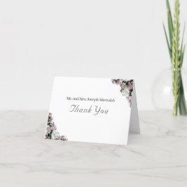 Mit Monogramm Rosa und Weiße Flora Dankeschön Kart Dankeskarte