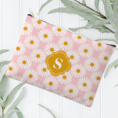 Mit Monogramm rosa und weißes Daisy-Muster Zubehörtasche