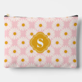 Mit Monogramm rosa und weißes Daisy-Muster Zubehörtasche (Vorderseite)