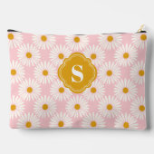 Mit Monogramm rosa und weißes Daisy-Muster Zubehörtasche (Rückseite)