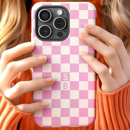 Mit Monogramm rosa und weißes Karton Case-Mate iPhone Hülle