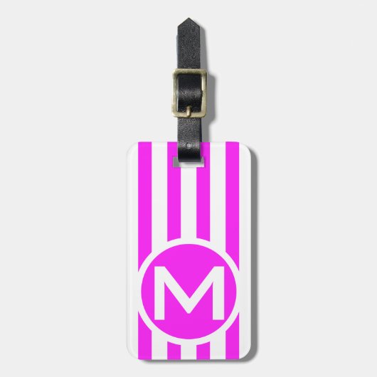 Mit Monogramm rosa Vertikale Stricktaste Gepäckanhänger (Vorderseite vertikal)