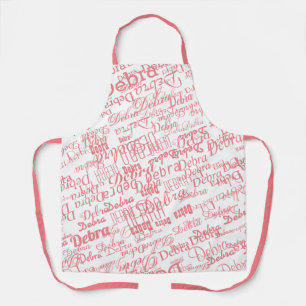 Mit Monogramm rosa Vorname weiß Schürze