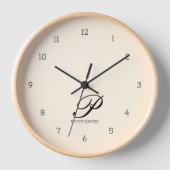 Mit Monogramm Rosa Wall-Uhr Uhr (Vorderseite)