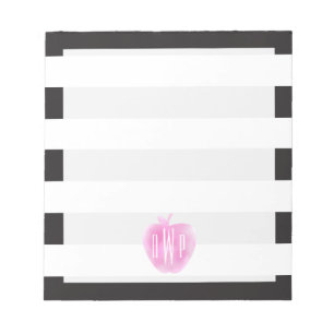 Mit Monogramm rosa Wasserfarbapplikation + Streife Notizblock