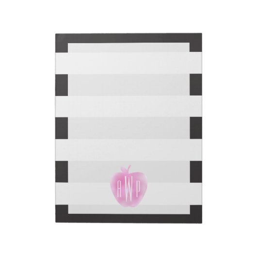 Mit Monogramm rosa Wasserfarbapplikation + Streife Notizblock (Rotiert)