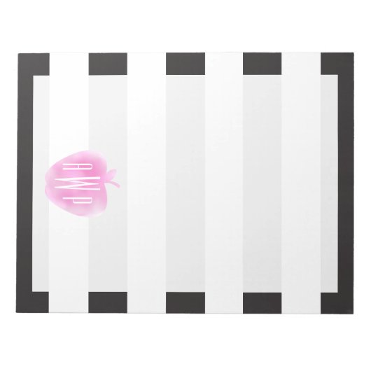 Mit Monogramm rosa Wasserfarbapplikation + Streife Notizblock (Vorderseite)