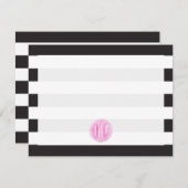 Mit Monogramm rosa Wasserfarbe Schwarz + Weiße Str Einladung (Vorne/Hinten)