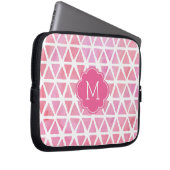 Mit Monogramm rosa Wasserfarbenmuster Laptopschutzhülle (Vorne Rechts)