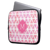 Mit Monogramm rosa Wasserfarbenmuster Laptopschutzhülle (Vorderseite Links)