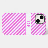 Mit Monogramm rosa/weiße Streifen Case-Mate iPhone Hülle (Rückseite (Horizontal))