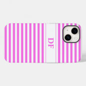 Mit Monogramm rosa/weiße Streifen Case-Mate iPhone Hülle (Rückseite (Horizontal))