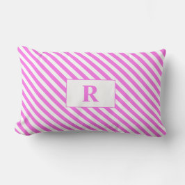 Mit Monogramm rosa/weiße Streifen Lendenkissen