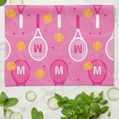Mit monogramm rosa-weiße Tennisschläger Geschirrtuch (Gefaltet)