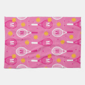 Mit monogramm rosa-weiße Tennisschläger Geschirrtuch (Horizontal)