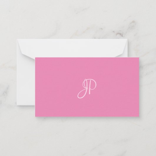 Mit Monogramm, rosa, weiße Vorlage handschriftlich (Rückseite)