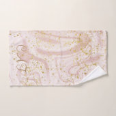 Mit Monogramm rosa weißer Marmor Swirl Gold Glitze Badhandtuch Set (Handtuch)