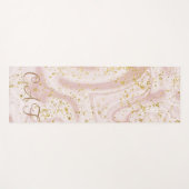 Mit Monogramm rosa weißer Marmor Swirl Gold Glitze Yogamatte (Vorderseite (Horizontal))