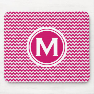 Mit Monogramm Rosa Zigzag-Muster Mousepad
