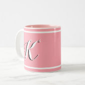 Mit Monogramm rosa Zweifarbige Tasse (Vorderseite Links)