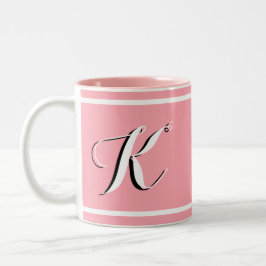 Mit Monogramm rosa Zweifarbige Tasse