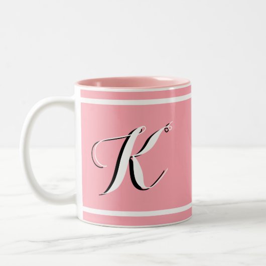 Mit Monogramm rosa Zweifarbige Tasse (Links)