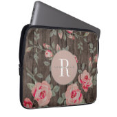Mit Monogramm Rose auf Wood MacBook Case (Vorne Rechts)