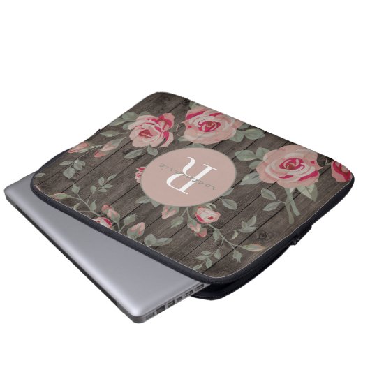 Mit Monogramm Rose auf Wood MacBook Case (Vorne Knopf)