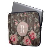 Mit Monogramm Rose auf Wood MacBook Case (Vorderseite Links)