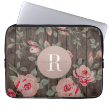 Mit Monogramm Rose auf Wood MacBook Case
