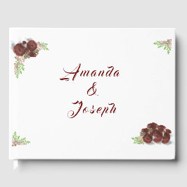 Mit Monogramm Rose-Corsage-Hochzeit Gästebuch