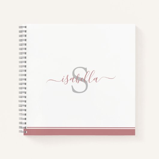 Mit Monogramm Rose für Initialskript Notizblock (Vorderseite)