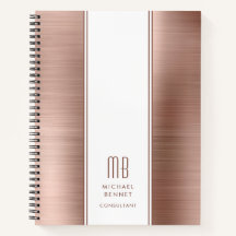 Mit Monogramm Rose Gold Brushed Metallic Business