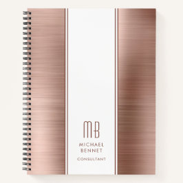 Mit Monogramm Rose Gold Brushed Metallic Business Notizblock